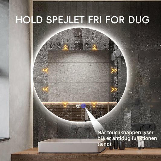 Spejl Ø120 med LED og antidug