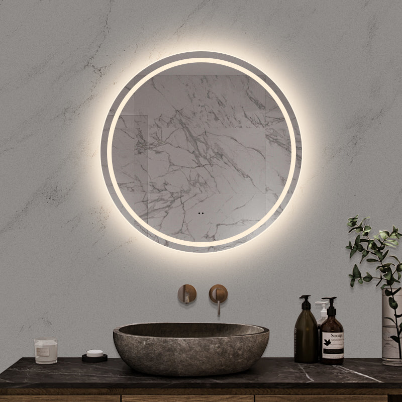 Rundt Spejl med LED-lys (front + backlight) og Antidug Ø80 cm