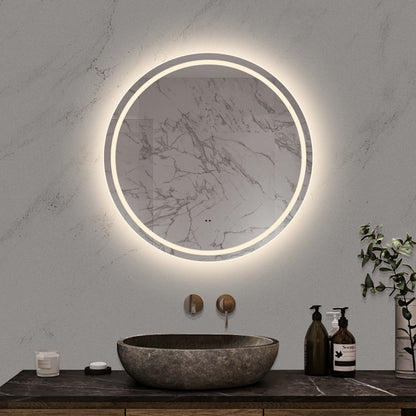 Rundt Spejl med LED-lys (front + backlight) og Antidug Ø80 cm