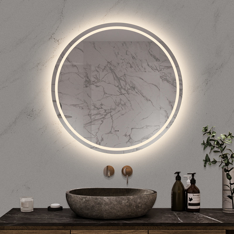 Rundt Spejl med LED-lys (front + backlight) og Antidug Ø90 cm