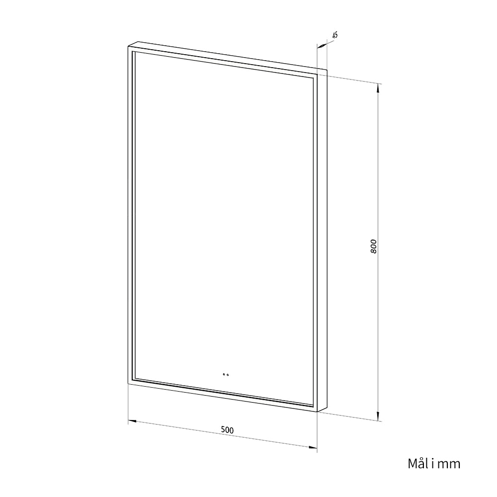 Rektangulært Spejl med LED-lys i Ramme og Antidug 50x80 cm, Guld Ramme