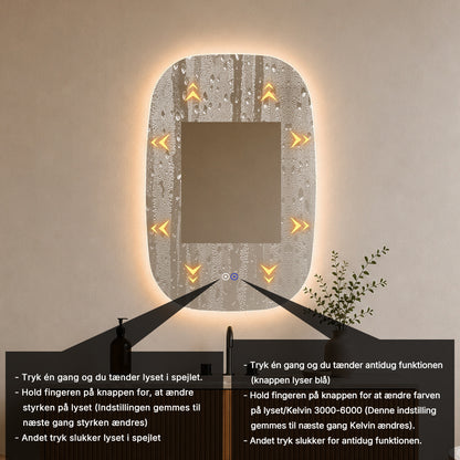 Elipseformet spejl med LED-lys og Antidug 60x90 cm