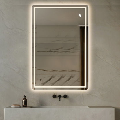 Firkantet Spejl med Frontlight LED-lys og Antidug 80x120 cm