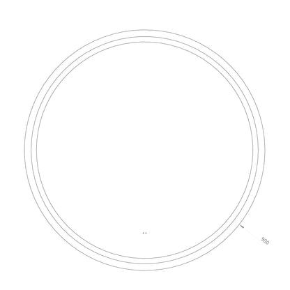 Rundt Spejl med LED-lys (front + backlight) og Antidug Ø90 cm