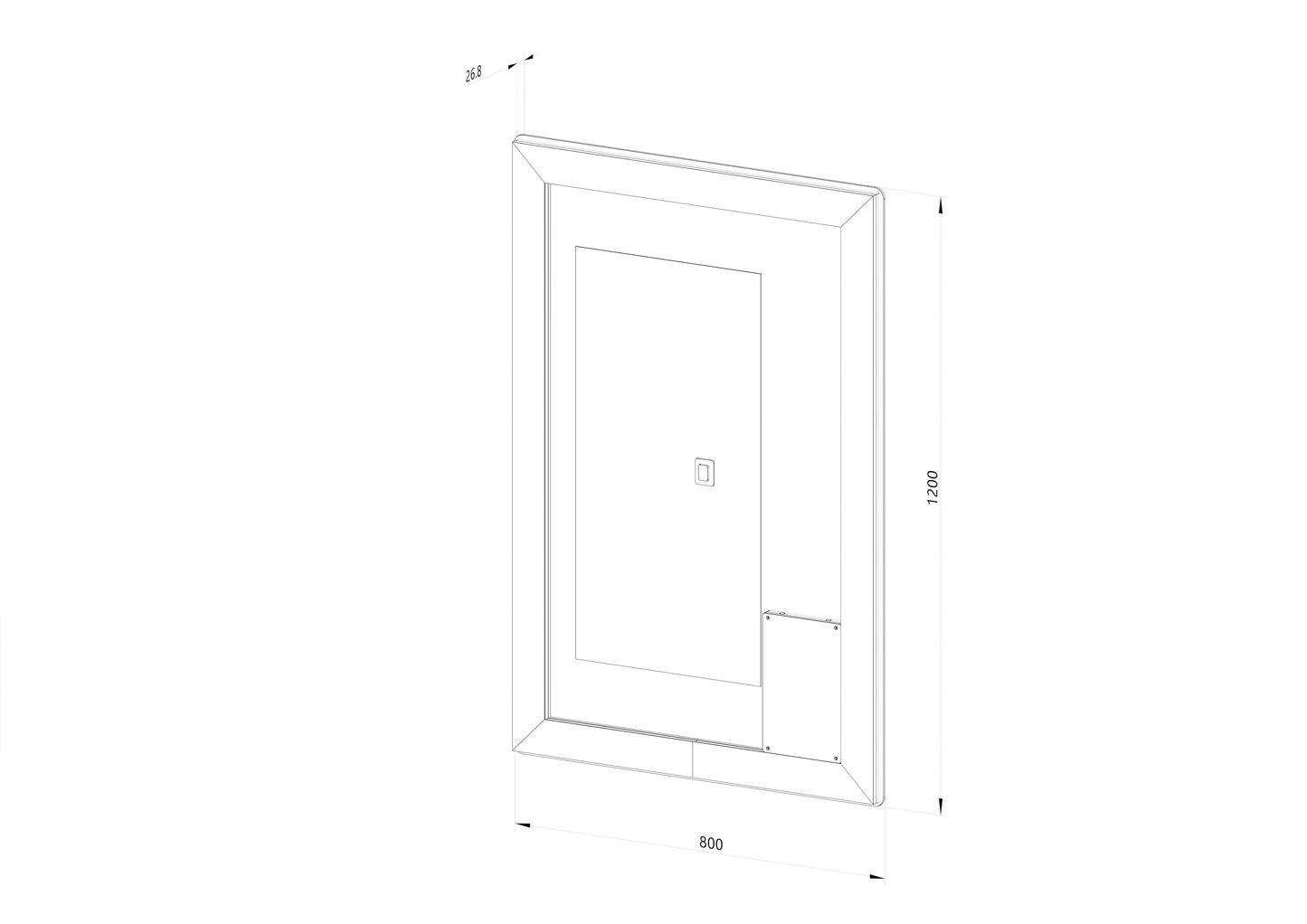 Firkantet Spejl med Frontlight LED-lys og Antidug 80x120 cm
