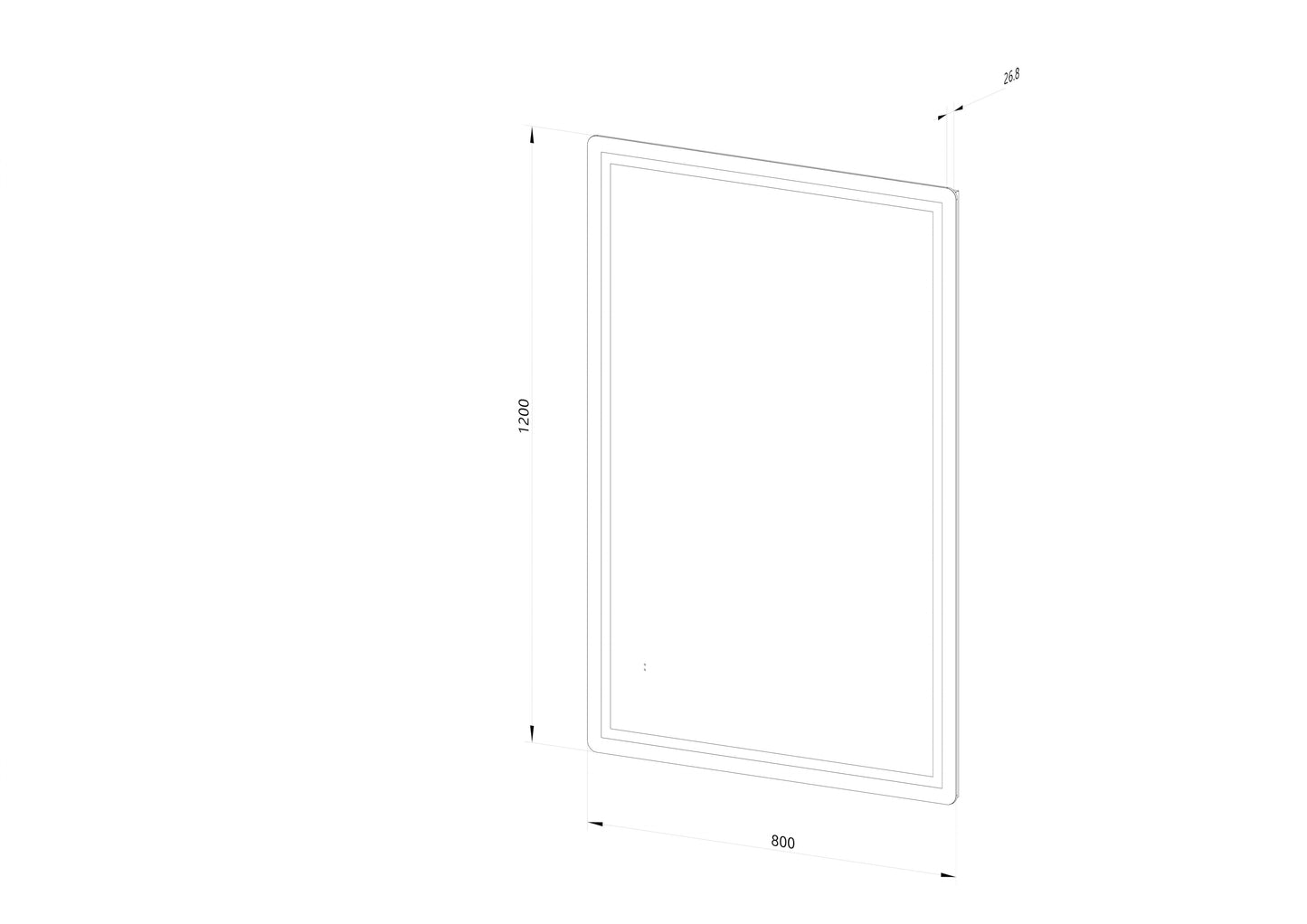 Firkantet Spejl med Frontlight LED-lys og Antidug 80x120 cm