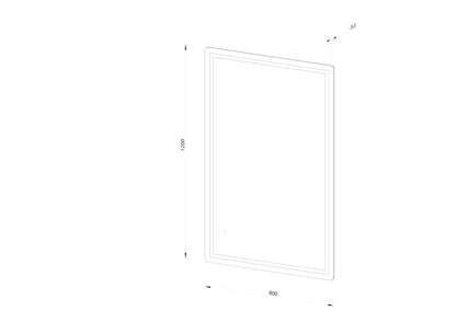 Firkantet Spejl med Frontlight LED-lys og Antidug 80x120 cm