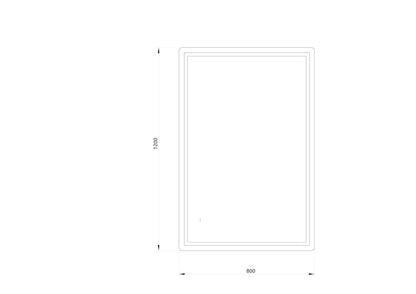 Firkantet Spejl med Frontlight LED-lys og Antidug 80x120 cm