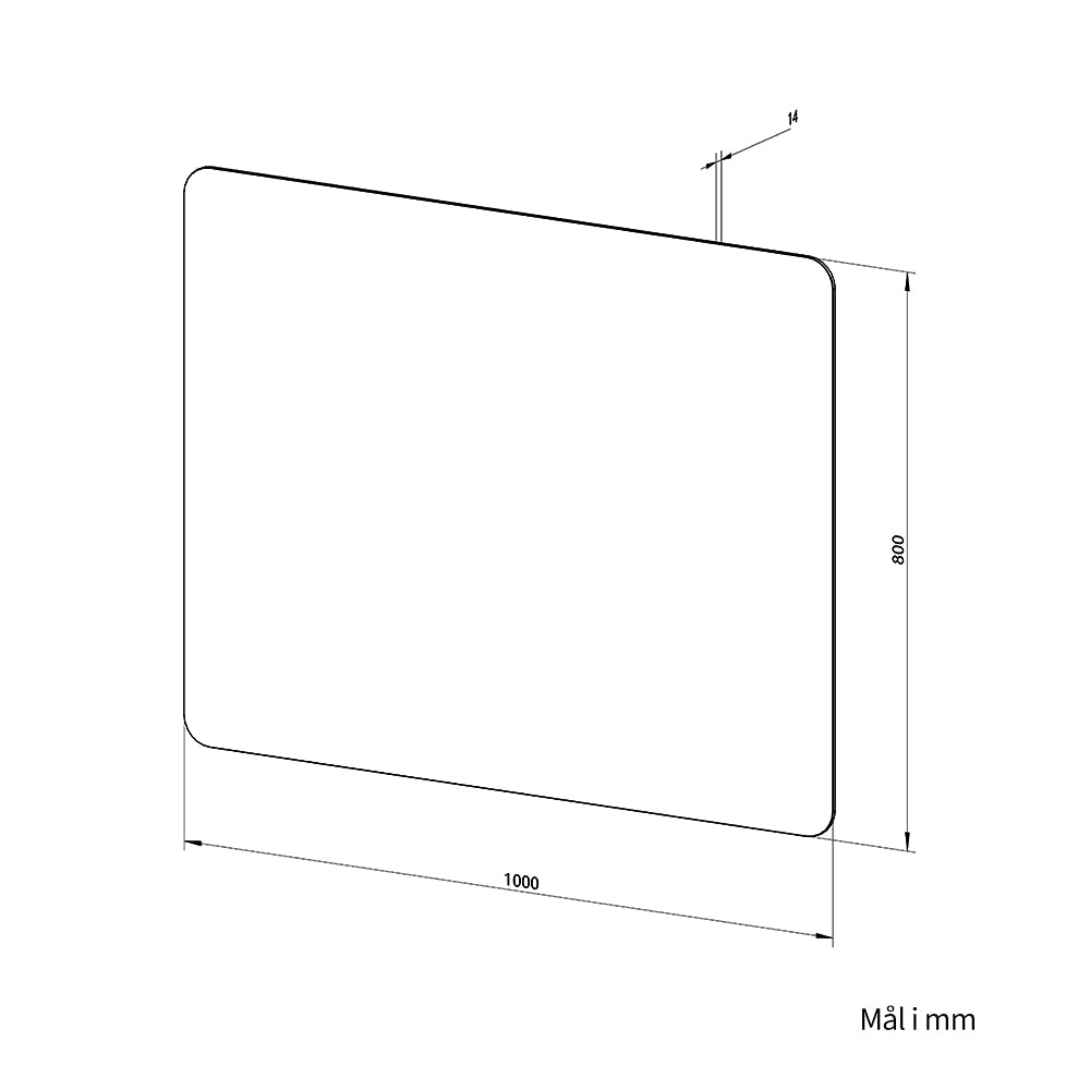 Rektangulært Spejl 100x80 cm