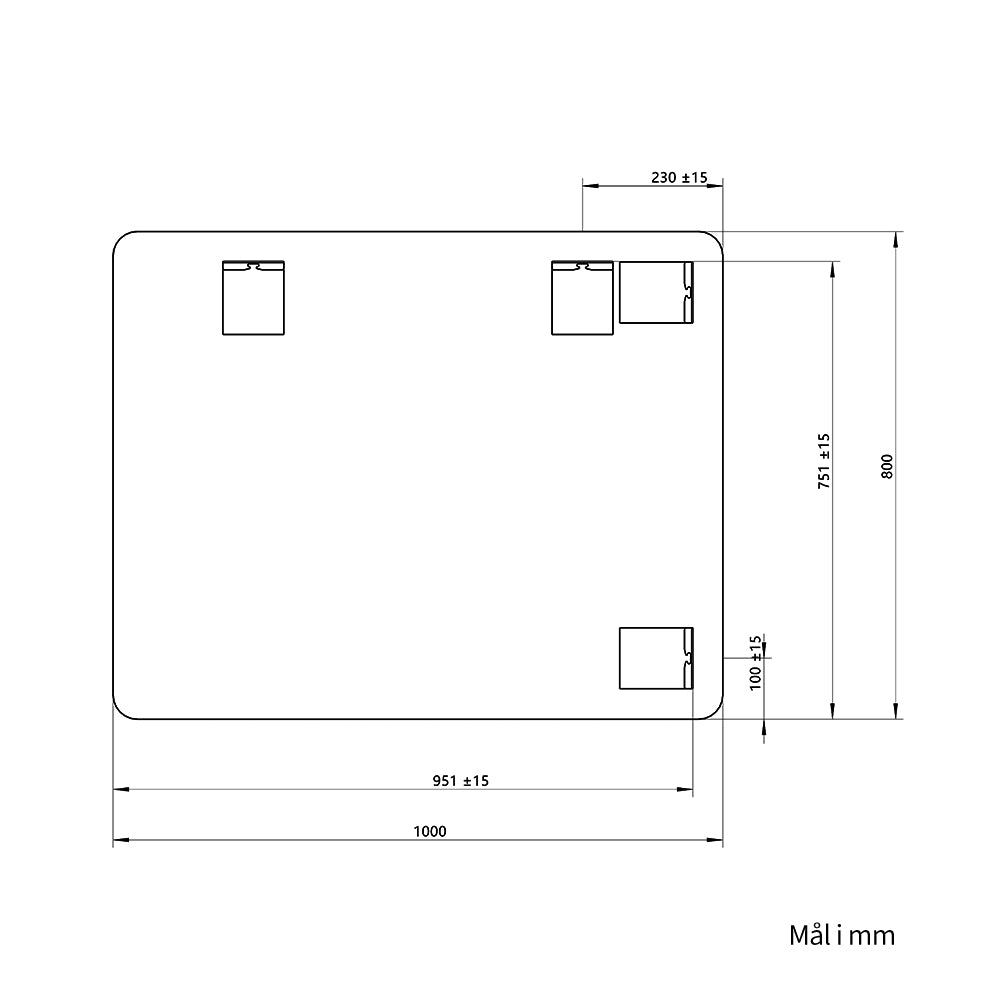 Rektangulært Spejl 100x80 cm