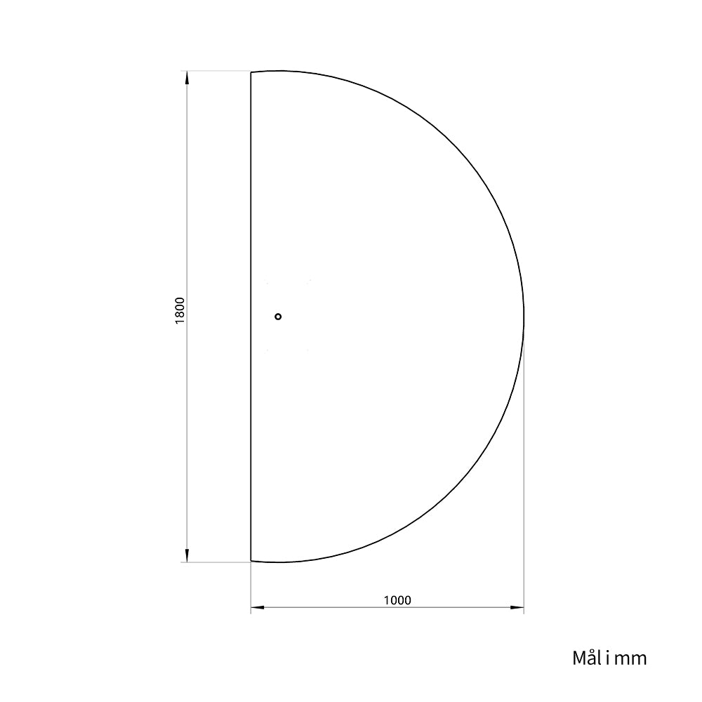 Halvcirkel spejl med LED-lys 100x180 cm (Højrevendt)