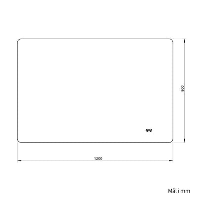 Rektangulært Spejl med LED-lys og Antidug 120x80 cm