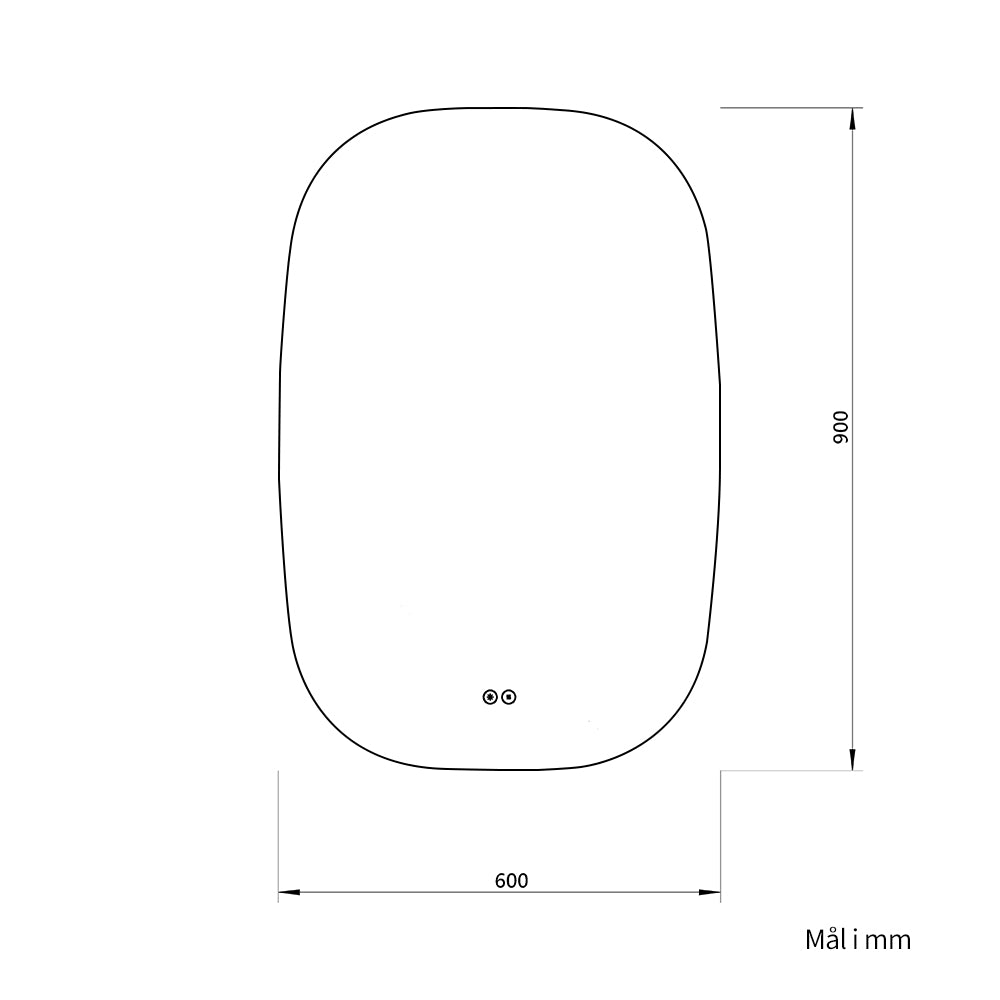 Elipseformet spejl med LED-lys og Antidug 60x90 cm