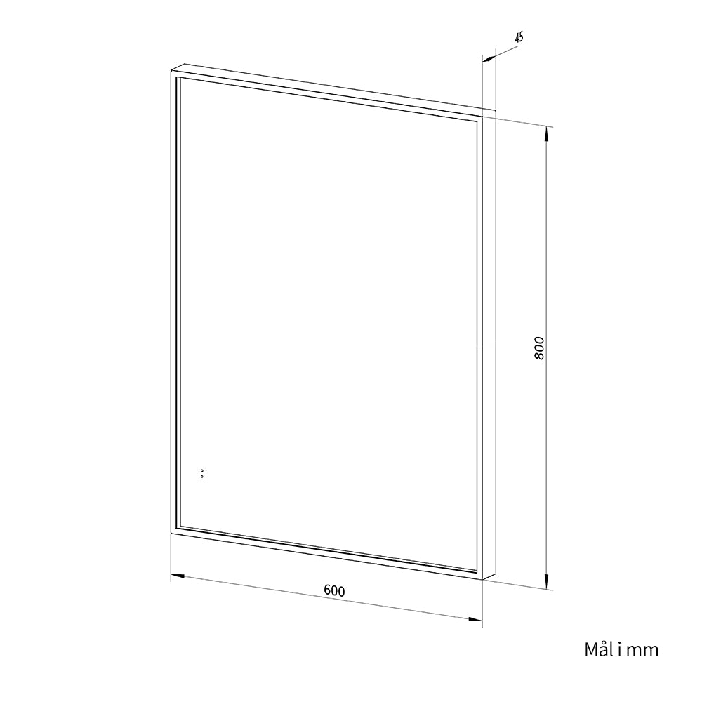 Rektangulært Spejl med LED-lys i Ramme og Antidug 60x80 cm, Guld Ramme