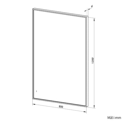 Rektangulært Spejl med LED-lys i Ramme og Antidug 80x120 cm, Guld Ramme