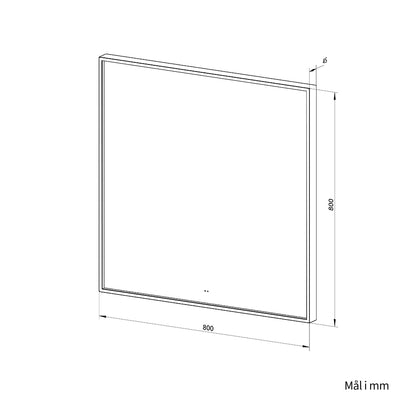 Firkantet Spejl med LED-lys i Ramme og Antidug 80x80 cm, Guld Ramme