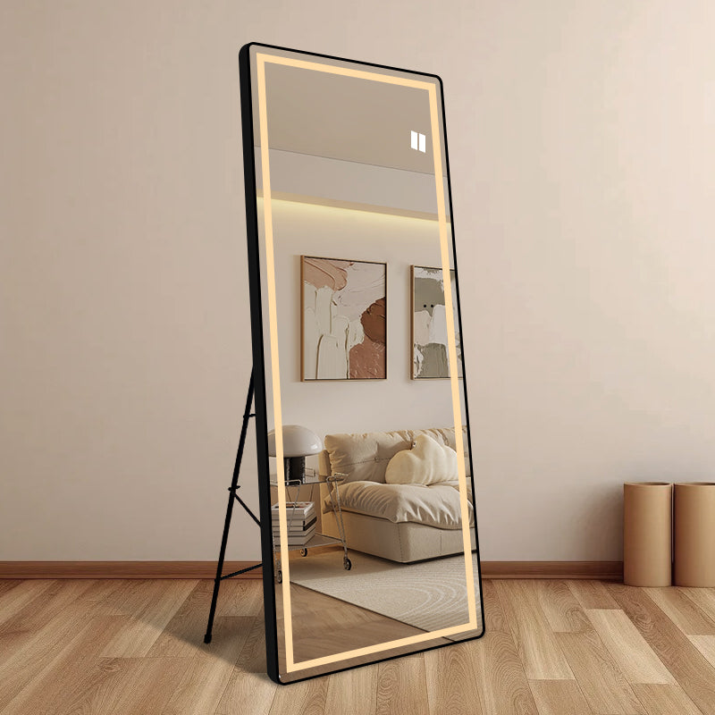 Helfigur Spejl med LED-lys 65x165 cm til både gulv og væg