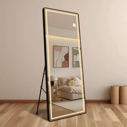 Helfigur Spejl med LED-lys 65x165 cm til både gulv og væg