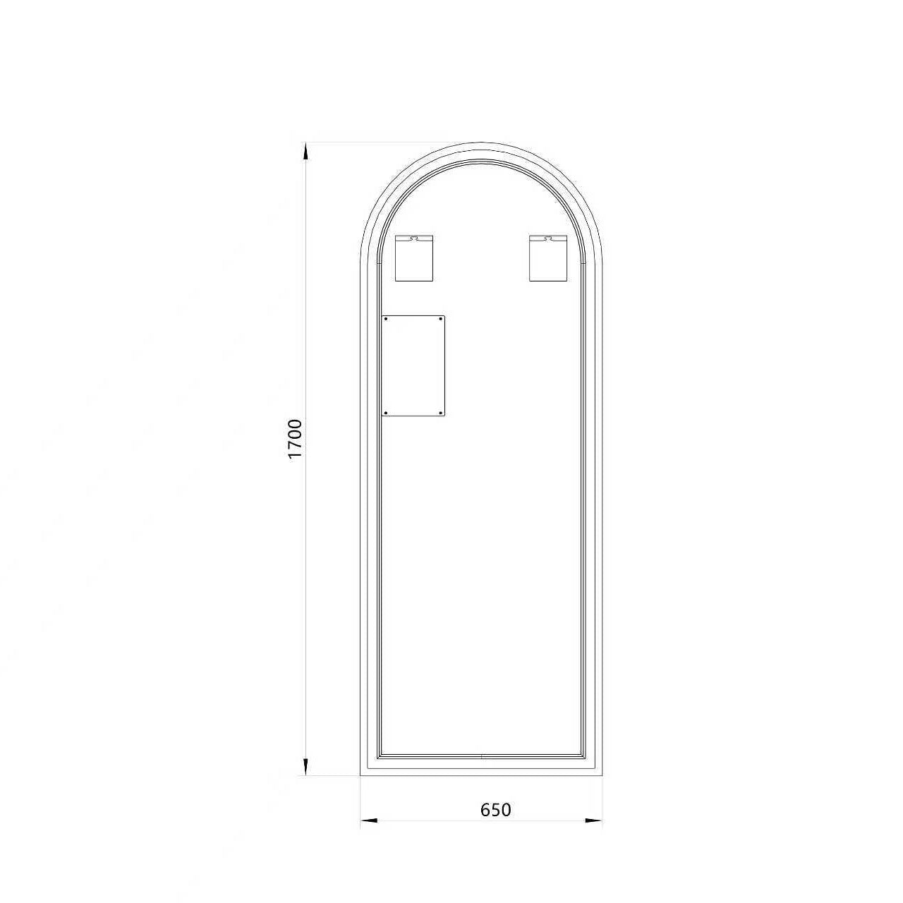Helfigur Spejl med LED-lys 65x170 cm, buet top
