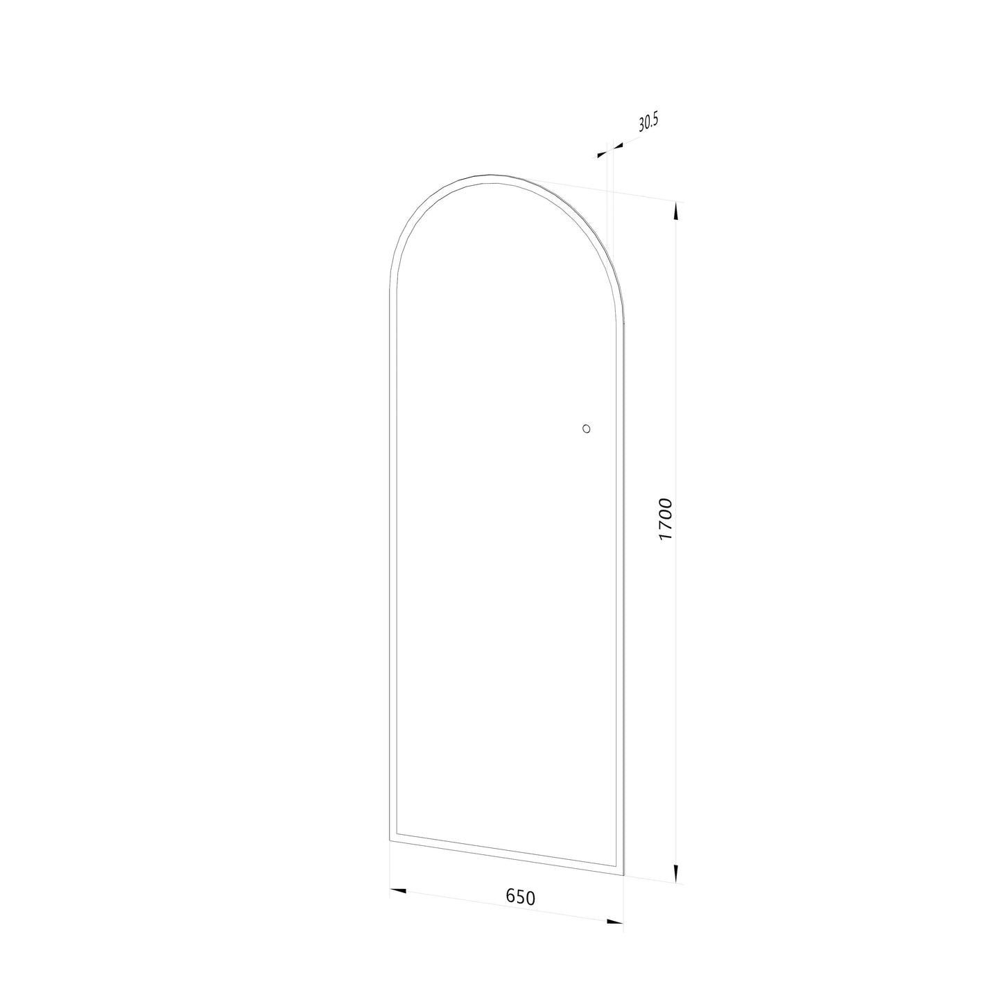 Helfigur Spejl med LED-lys 65x170 cm, buet top
