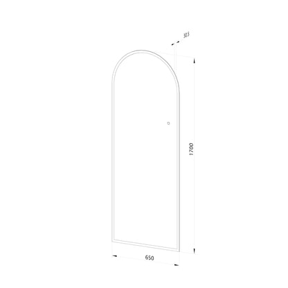 Helfigur Spejl med LED-lys 65x170 cm, buet top