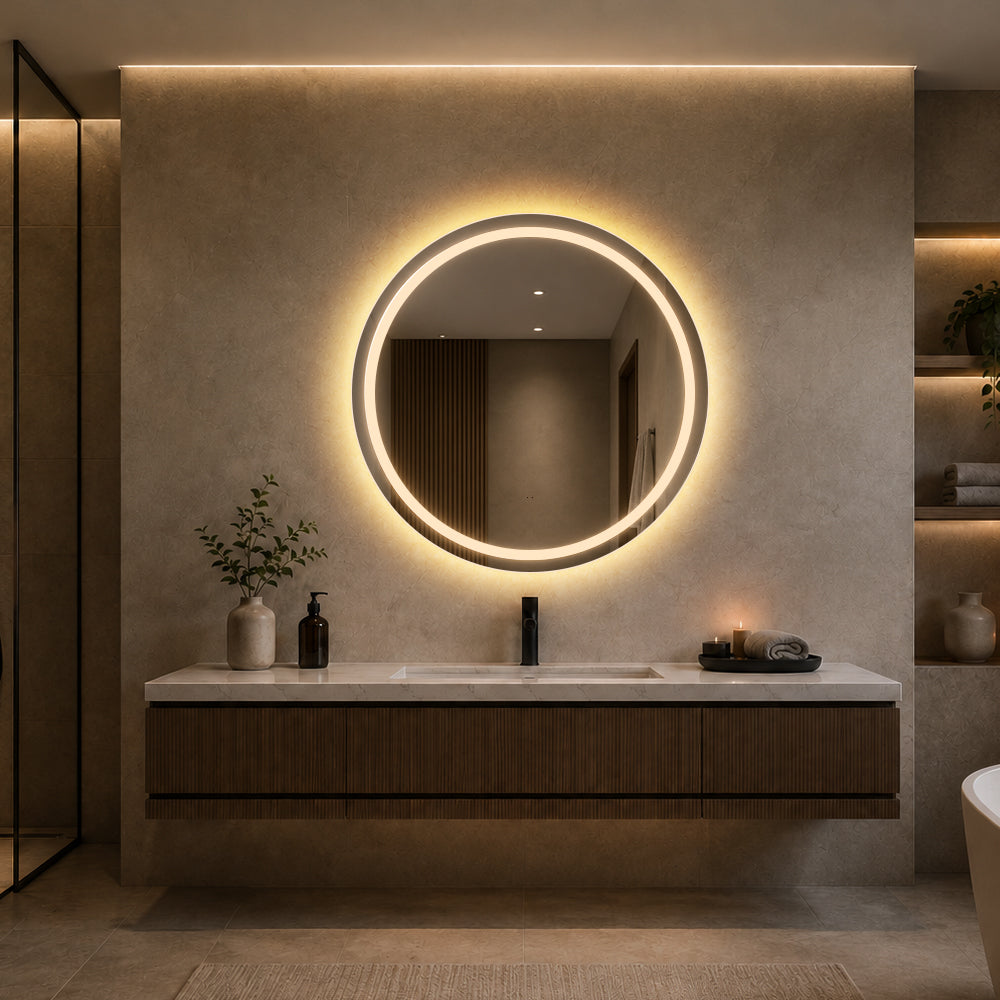 Rundt Spejl med Frontlight LED-lys og Antidug Ø80 cm