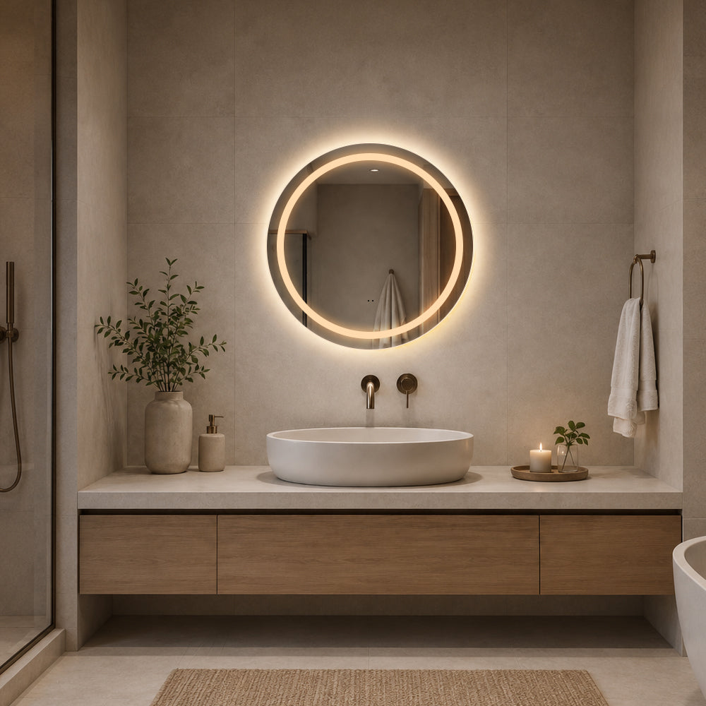 Rundt Spejl med Frontlight LED-lys og Antidug Ø60 cm