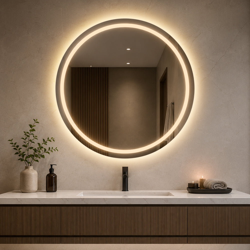 Rundt Spejl med Frontlight LED-lys og Antidug Ø80 cm