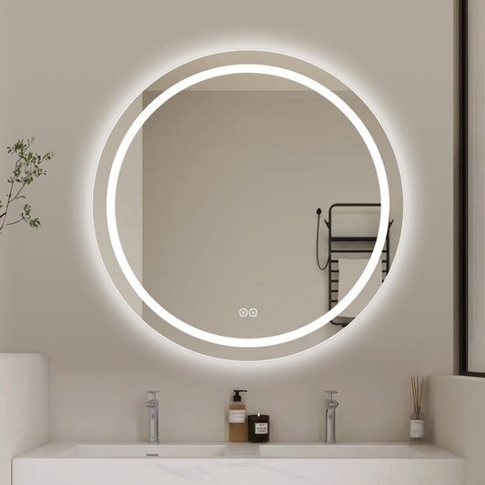 Rundt Spejl med LED-lys (front + backlight) og Antidug Ø100 cm