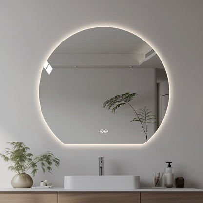 Rundt spejl med LED-lys og Antidug Ø120 cm - Skåret