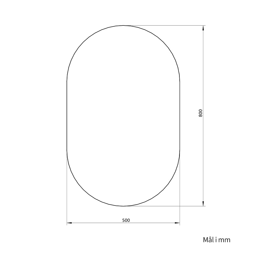 Ovalt Spejl 50x80 cm