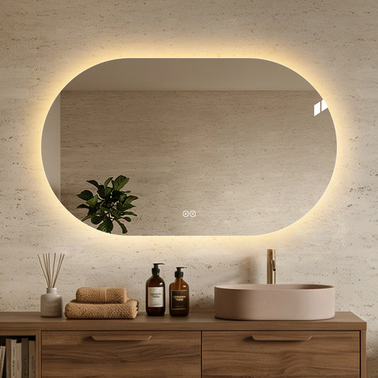 Ovalt Spejl med Lys og Antidug 120x80 cm