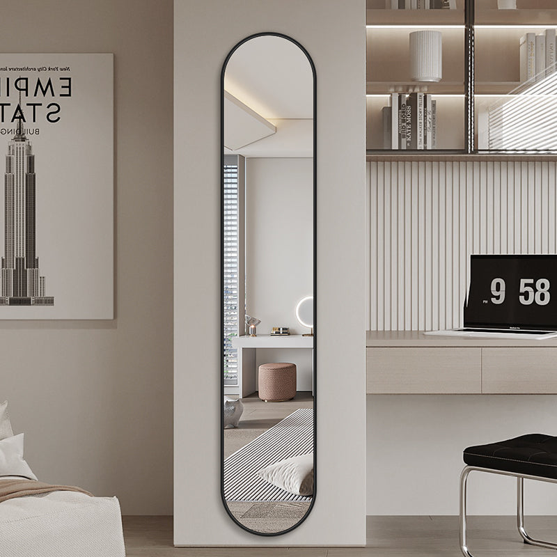 Ovalt helfigur spejl 26x160 cm - Sort ramme