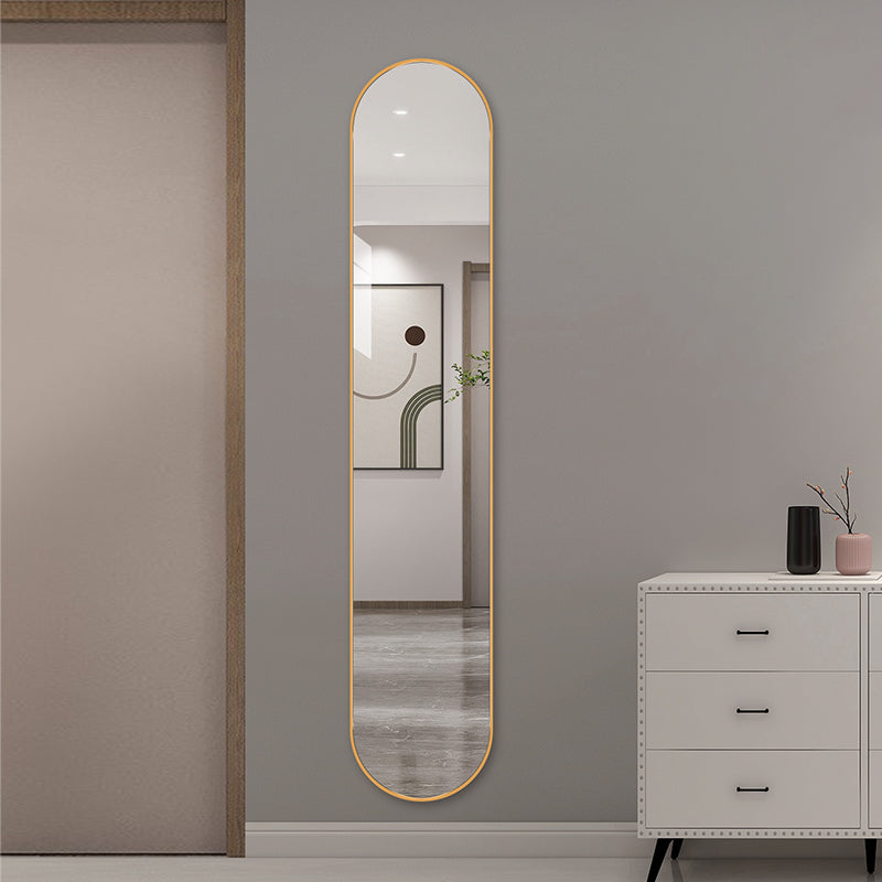 Ovalt Helfigur Spejl 26x160 cm - Guld Ramme