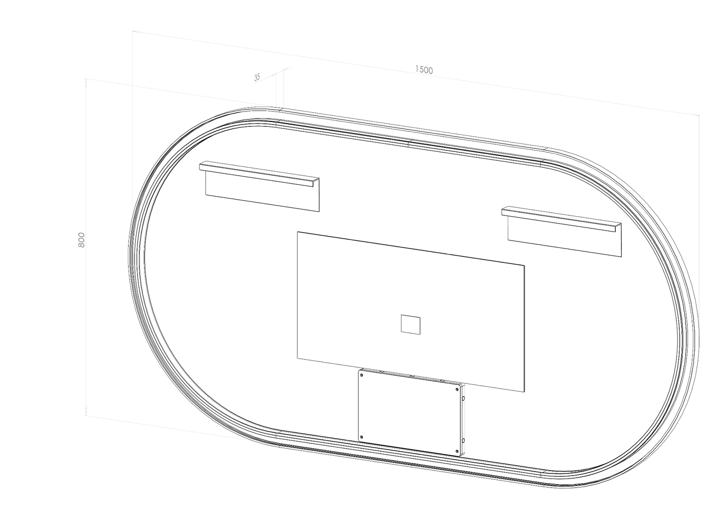 Ovalt Spejl med LED-lys og Antidug 150x80 cm uden ramme
