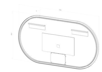 Ovalt Spejl med LED-lys og Antidug 150x80 cm uden ramme