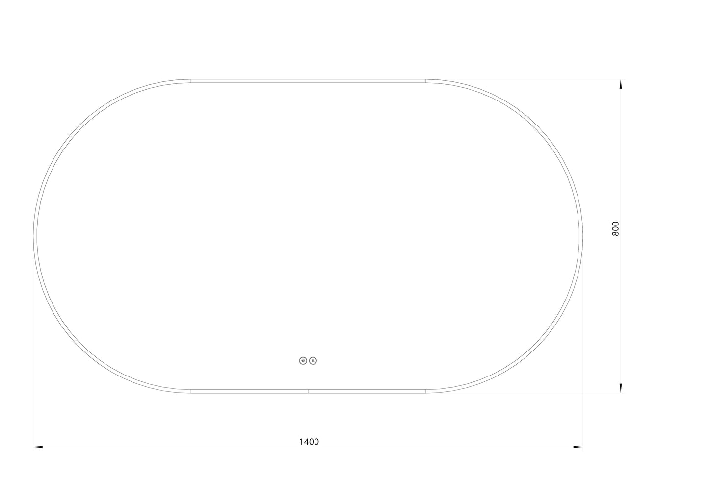 Ovalt Spejl med Lys og Antidug 140x80 cm m/sort ramme