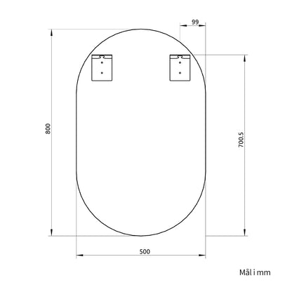 Ovalt Spejl 50x80 cm