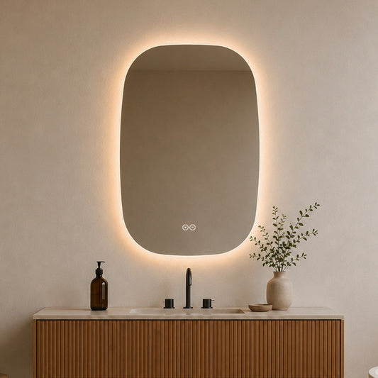 Elipseformet spejl med LED-lys og Antidug 60x90 cm