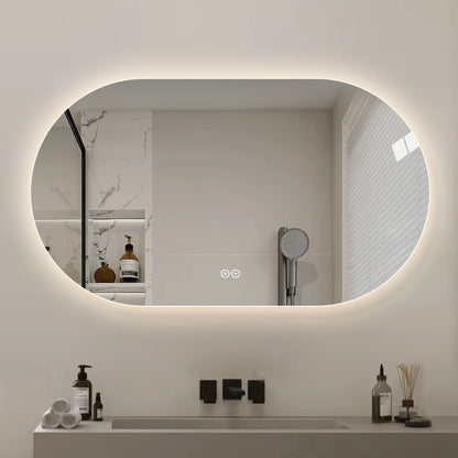Ovalt Spejl med Lys og Antidug 140x80 cm