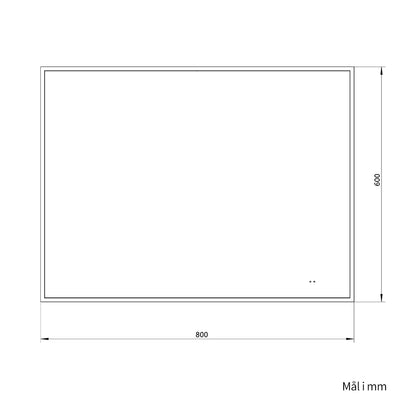 Rektangulært Spejl med LED-lys i Ramme og Antidug 80x60 cm, Guld Ramme
