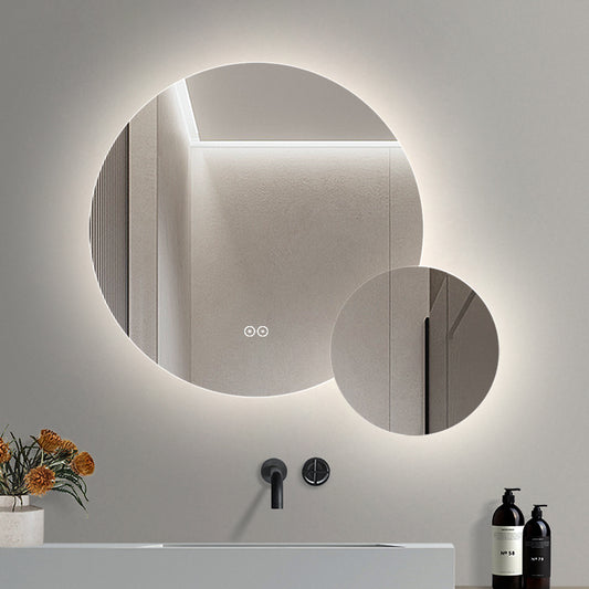 Dobbelt spejl med LED-lys og Antidug Ø80 + Ø40 cm (Venstrevendt)