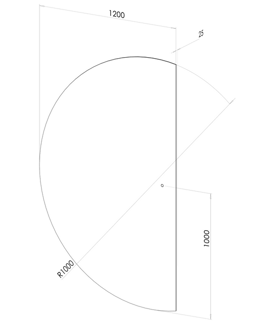 NYHED: Halvcirkel spejl med Lys 120x200 cm (Venstrevendt)