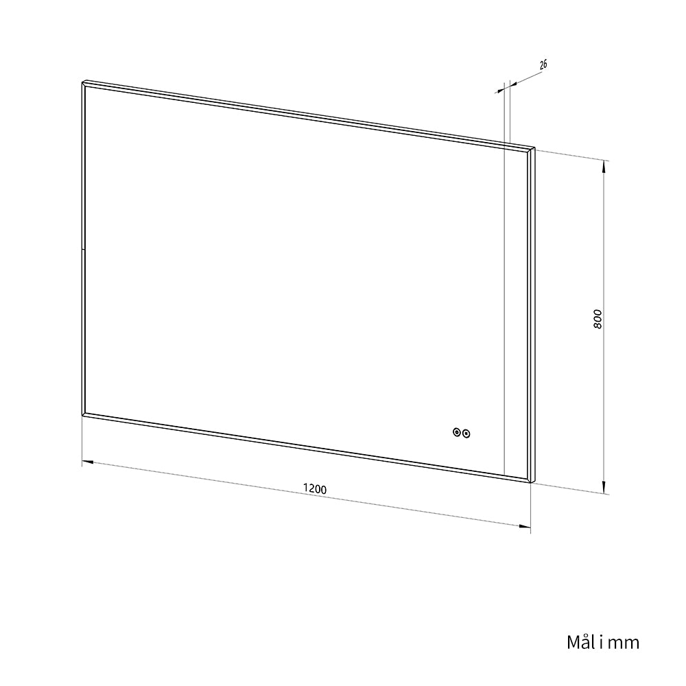 Rektangulært Spejl med LED-lys og Antidug 120x80 cm - Guld ramme 90º