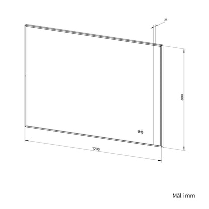 Rektangulært Spejl med LED-lys og Antidug 120x80 cm - Guld ramme 90º