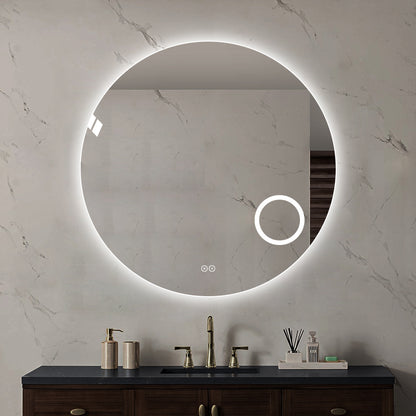 Rundt spejl med LED-lys og Antidug Ø100 cm m/makeup spejl