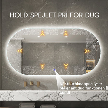 Den smarte antidug varme funktion i spejlet holder spejlet fri for dug. Stort Ovalt spejl på 150x80 cm