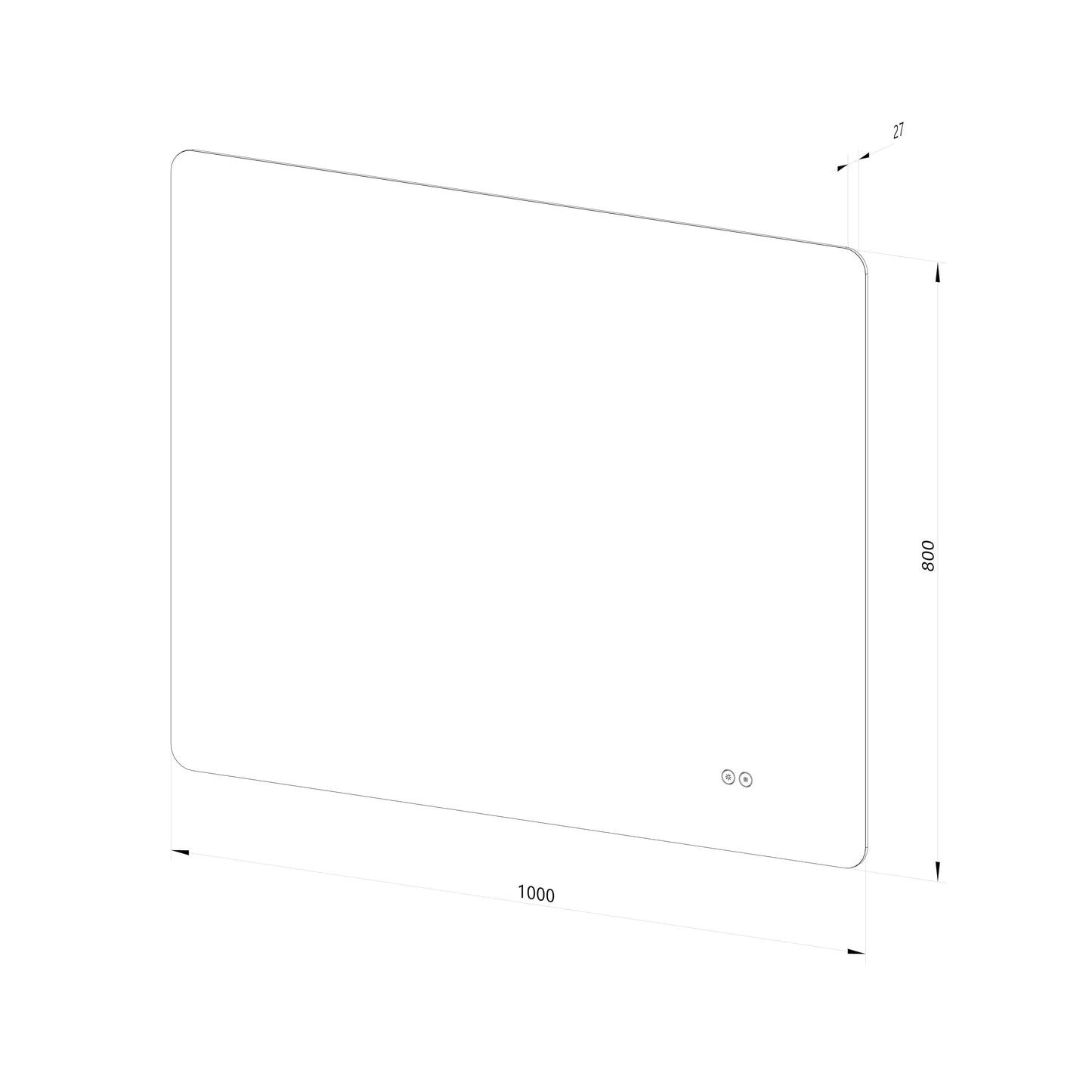 Rektangulært Spejl med LED-lys og Antidug 100x80 cm
