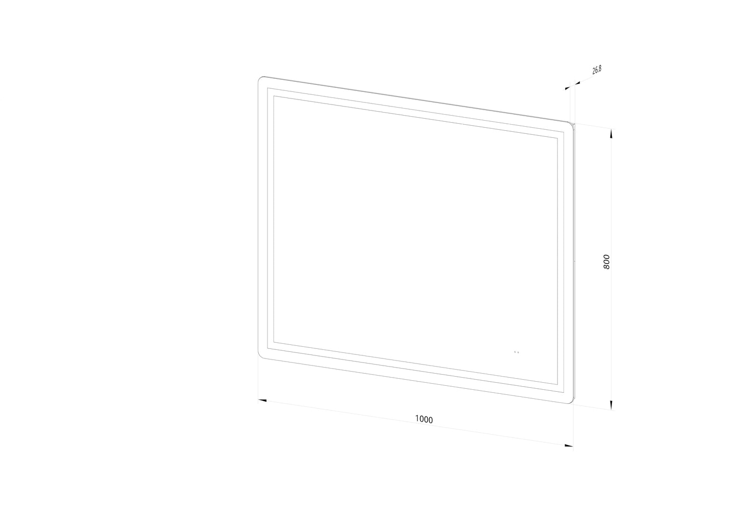 Firkantet Spejl med Frontlight LED-lys og Antidug 100x80 cm