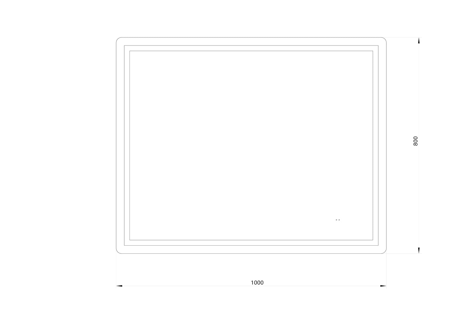 Firkantet Spejl med Frontlight LED-lys og Antidug 100x80 cm